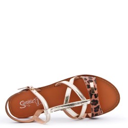 Flat sandals in faux leather for women