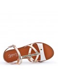 Flat sandals in faux leather for women