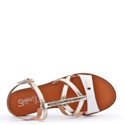 Flat sandals in faux leather for women