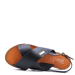 Flat sandals in faux leather for women