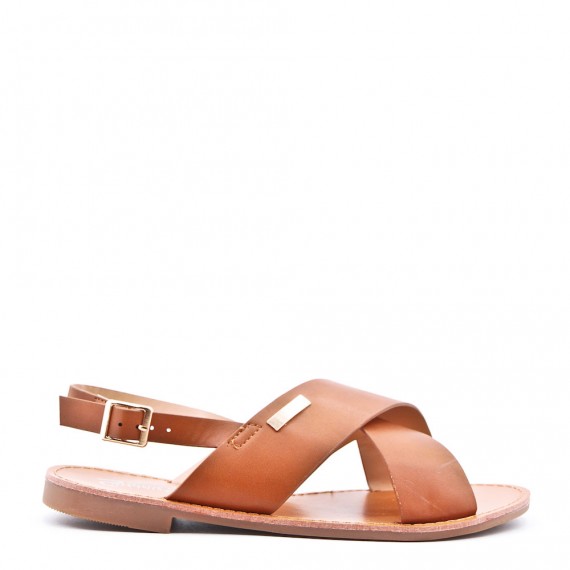 Sandale plat en simili cuir pour femme