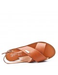 Flat sandals in faux leather for women