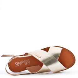 Flat sandals in faux leather for women