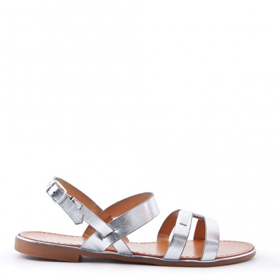 Flat sandals in faux leather for women