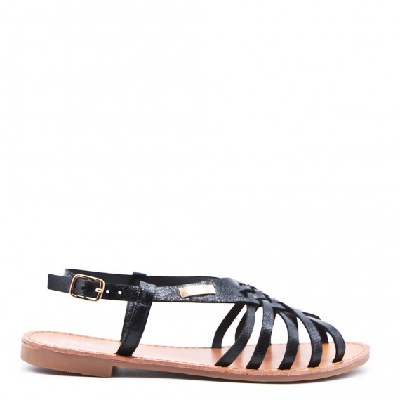 Flat sandals in faux leather for women