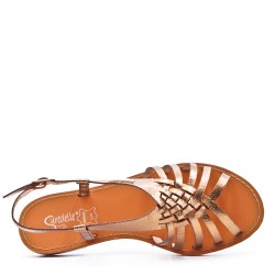 Flat sandals in faux leather for women