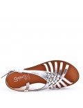 Flat sandals in faux leather for women