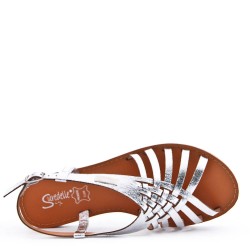 Flat sandals in faux leather for women