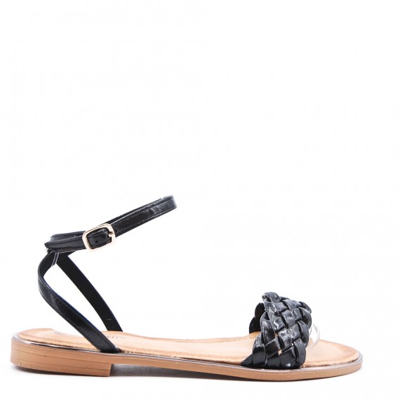 Flat sandals in faux leather for women