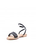 Flat sandals in faux leather for women