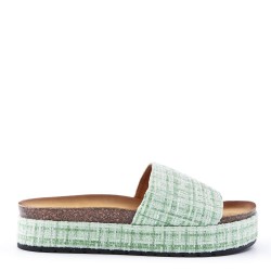 Slipper in mixed materials for women