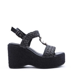 Wedge espadrilles in material mix for women