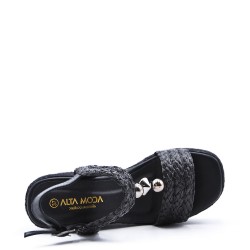 Wedge espadrilles in material mix for women