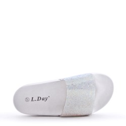 Slipper in mixed materials for women