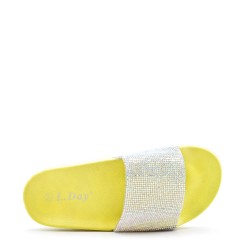 Slipper in mixed materials for women