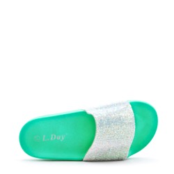 Slipper in mixed materials for women