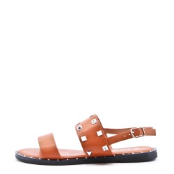 Flat sandals in faux leather for women