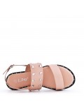 Flat sandals in faux leather for women