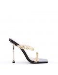 Mix-materials heeled sandal 