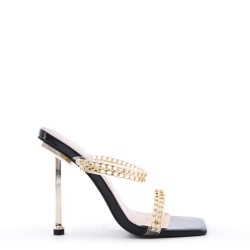 Mix-materials heeled sandal 