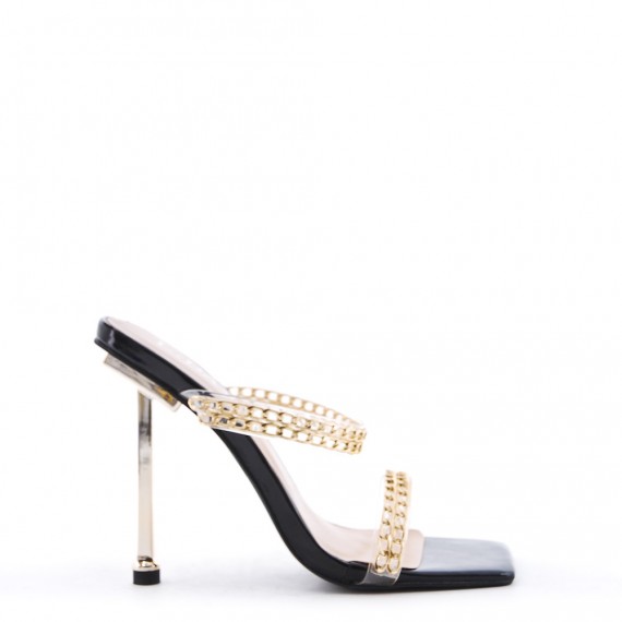 Mix-materials heeled sandal 