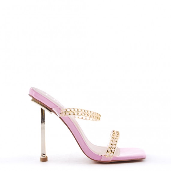 Mix-materials heeled sandal 