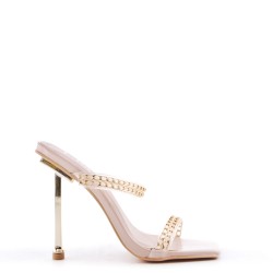 Mix-materials heeled sandal 