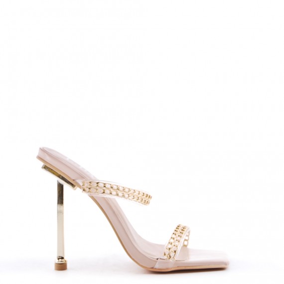 Mix-materials heeled sandal 