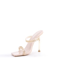 Mix-materials heeled sandal 