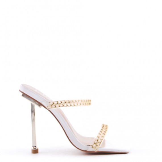 Mix-materials heeled sandal 