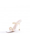 Mix-materials heeled sandal 