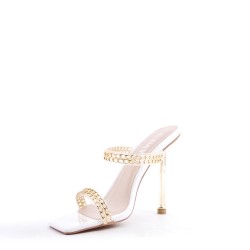 Mix-materials heeled sandal 