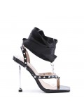 Mix-materials heeled sandal 