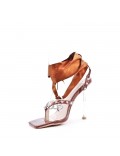 Mix-materials heeled sandal 