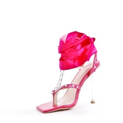 Mix-materials heeled sandal 