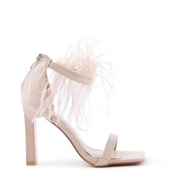 Mix-materials heeled sandal 