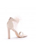 Mix-materials heeled sandal 