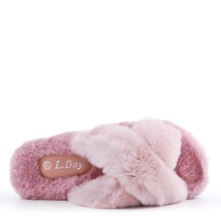 Slipper in mixed materials for women