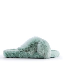 Slipper in mixed materials for women