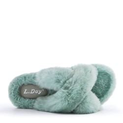 Slipper in mixed materials for women