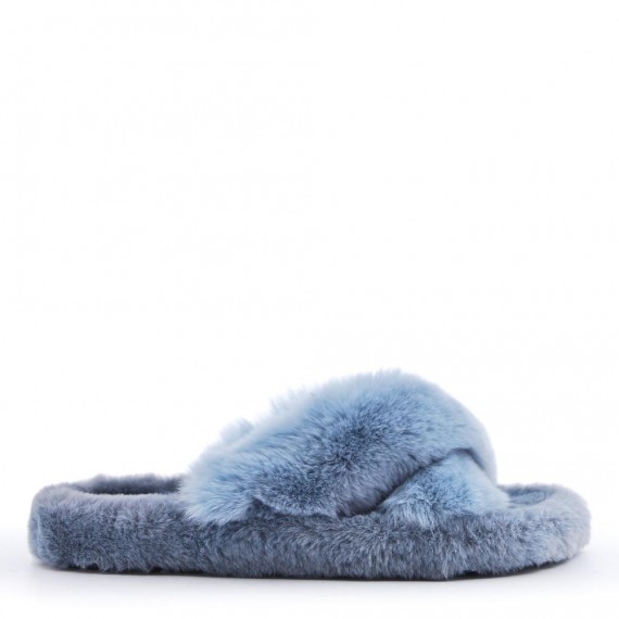 Slipper in mixed materials for women