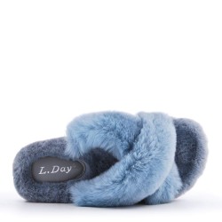 Slipper in mixed materials for women