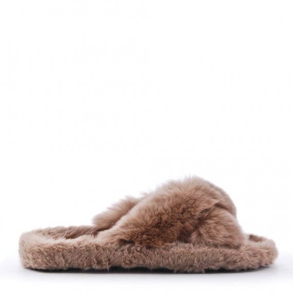 Slipper in mixed materials for women