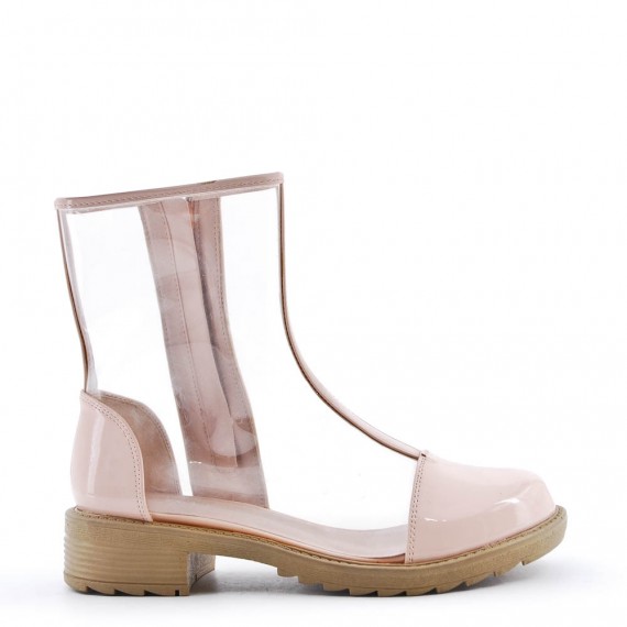 Mixed-material ankle boot