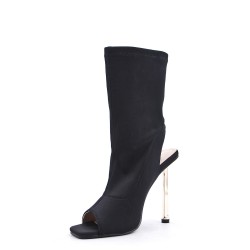 Mixed-material ankle boot