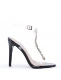 Mix-materials heeled sandal 