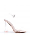 Mix-materials heeled sandal 