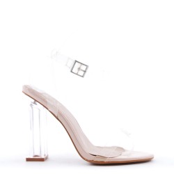 Mix-materials heeled sandal 