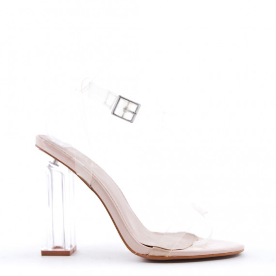 Mix-materials heeled sandal 