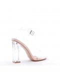 Mix-materials heeled sandal 